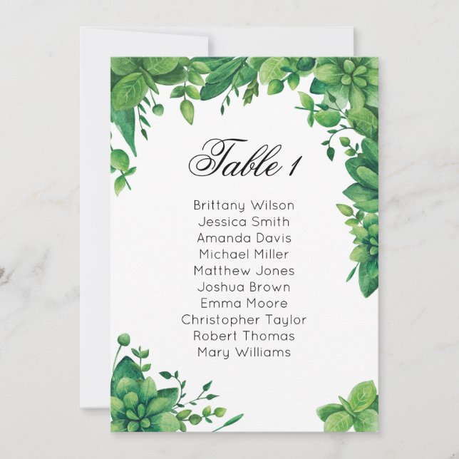 Summer wedding seating chart. Garden guest plan Invitation (Front)
