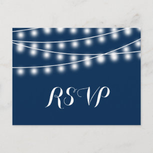 Summer Wedding String Lights RSVP Invitation Postcard