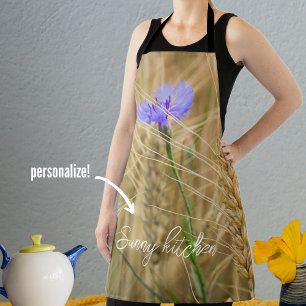 Summer wheat field with blue cornflowers   apron
