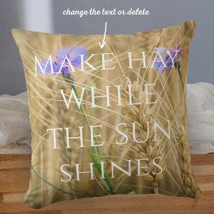 Summer wheat field with blue cornflowers throw pil cushion