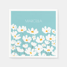 Summer White Cosmos Flowers Custom Name 