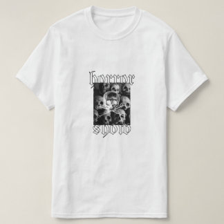 Summer white cotton shirt with the horror shown de