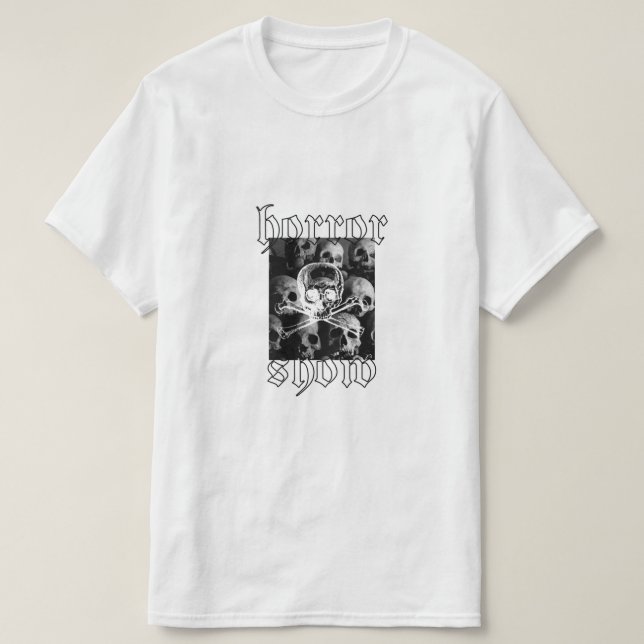 Summer white cotton shirt with the horror shown de (Design Front)