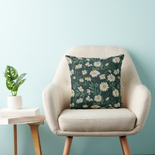 Summer White Daisy Meadow Cushion