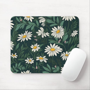 Summer White Daisy Meadow Mouse Pad