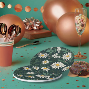 Summer White Daisy Meadow Paper Plate