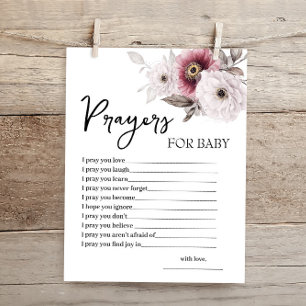 Summer White Floral Prayers for Baby Shower Card