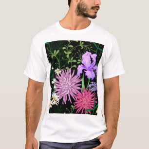 Summer Wild Flowers Seamless Sketch T-Shirt