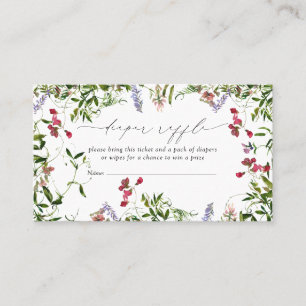 Summer Wildflower Baby Shower Diaper Raffle Business Card