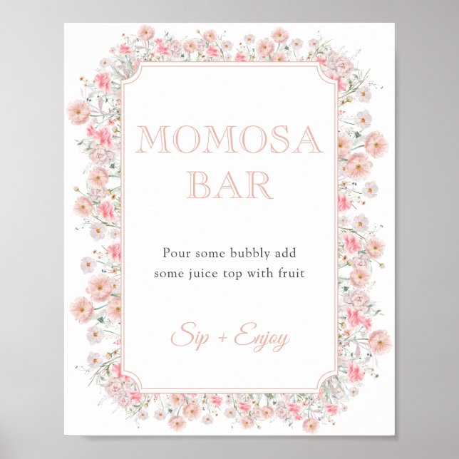 Summer Wildflower Baby Shower Momosa Bar Sign (Front)