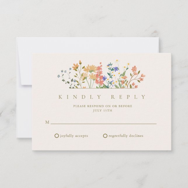 Summer Wildflower Boho Wedding RSVP Card (Front)