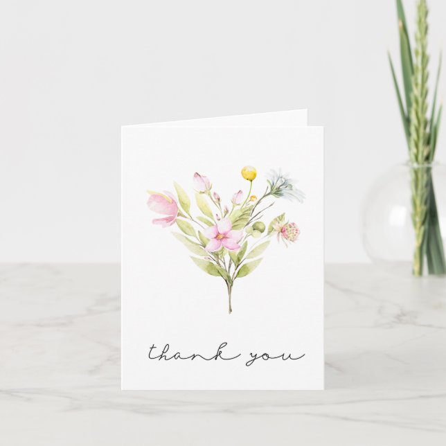 Summer Wildflower Bouquet Thank You Card (Front)