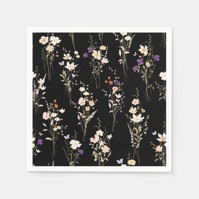 Summer Wildflower Bouquets Abstract Design Napkin (Front)