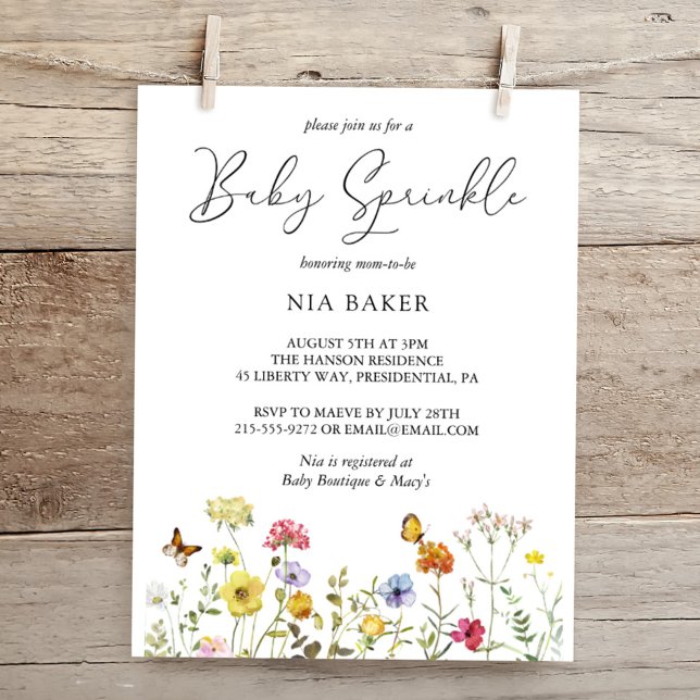 Summer Wildflower Colourful Botanical Baby Sprinkl Invitation (Creator Uploaded)
