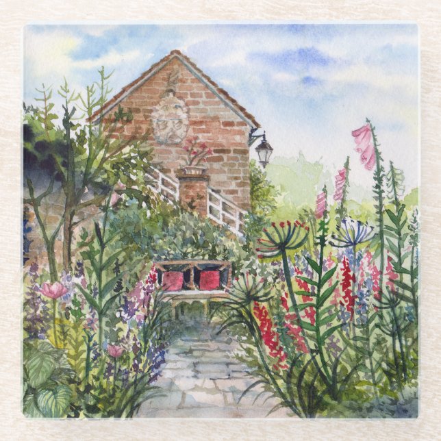 Summer Wildflower English Garden in York Glass Coaster (Front)