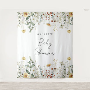Summer Wildflower Field Baby Shower Backdrop Tapestry