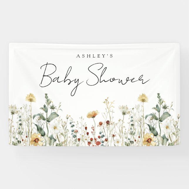 Summer Wildflower Field Baby Shower Banner (Horizontal)