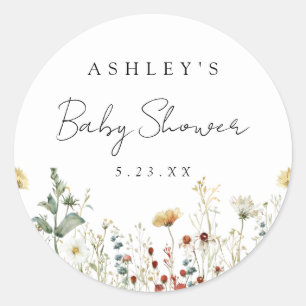 Summer Wildflower Field Baby Shower Classic Round Sticker