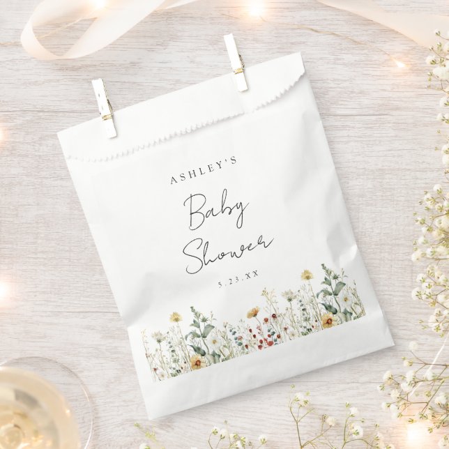 Summer Wildflower Field Baby Shower Favour Bag (Clipped)