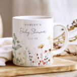 Summer Wildflower Field Baby Shower Favour Coffee Mug<br><div class="desc">This design is perfect for spring and summer baby showers,  featuring a watercolor border of wildflowers in shades of red,  gold,  green,  and blue.</div>