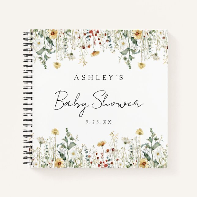 Summer Wildflower Field Baby Shower Guest Book (Front)