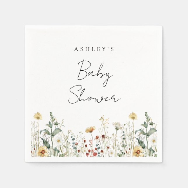 Summer Wildflower Field Baby Shower Napkin (Front)