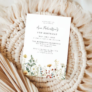 Summer Wildflower Field Birthday Invitation
