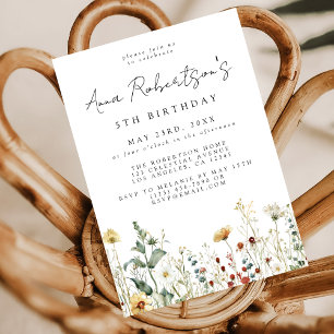 Summer Wildflower Field Birthday Invitation