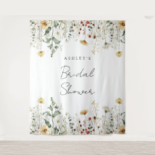 Summer Wildflower Field Bridal Shower Backdrop Tapestry