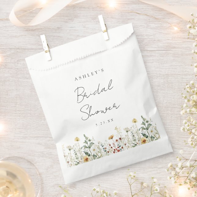 Summer Wildflower Field Bridal Shower Favour Bag (Clipped)