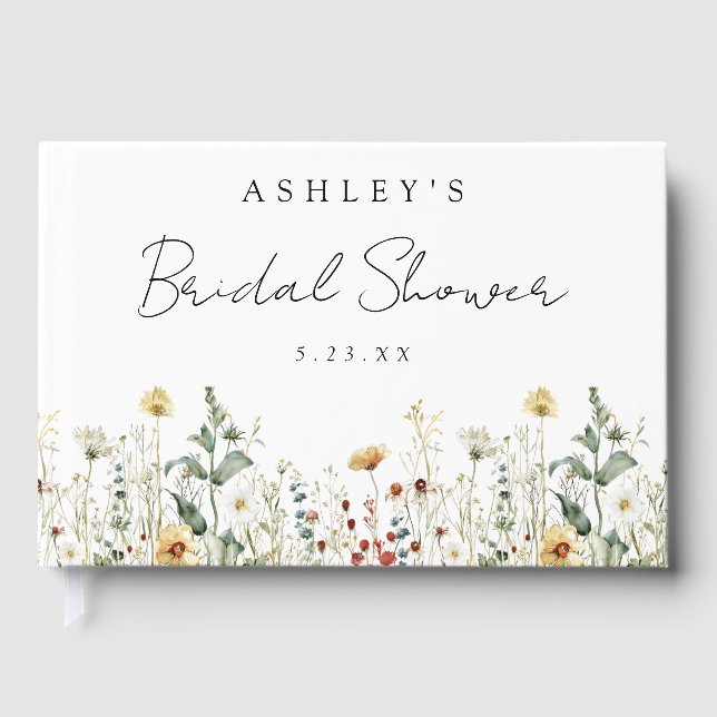 Summer Wildflower Field Bridal Shower Guest Book (Front)