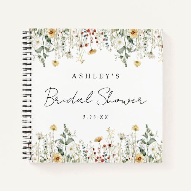 Summer Wildflower Field Bridal Shower Guest Book (Front)