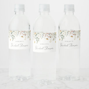 Summer Wildflower Field Bridal Shower Water Bottle Label