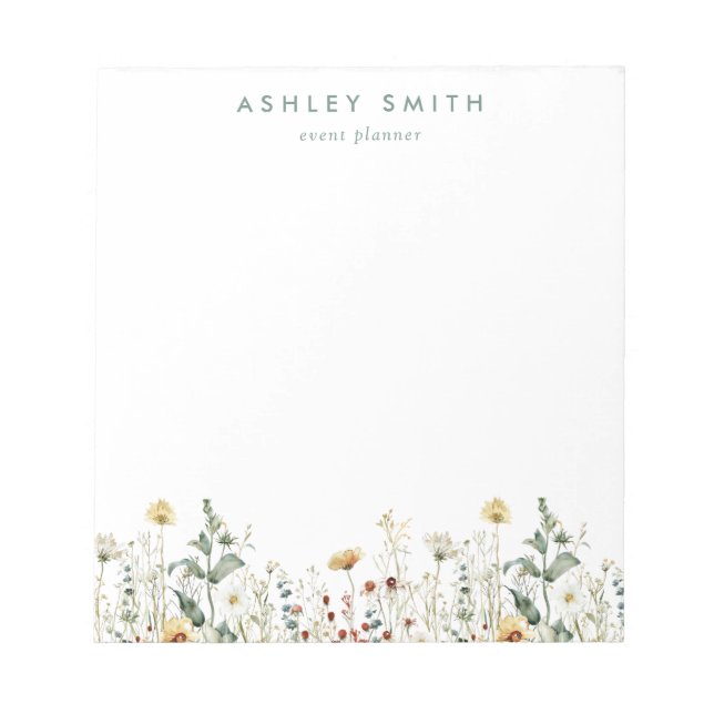 Summer Wildflower Field Business Notepad (Front)