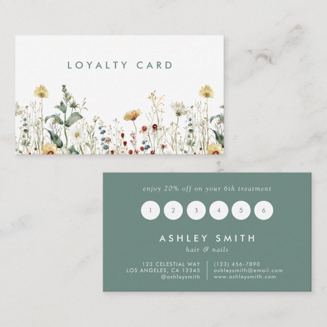Summer Wildflower Field Loyalty Card (Front/Back)