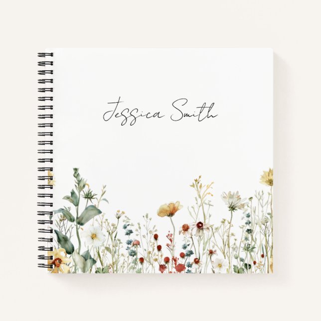 Summer Wildflower Field Personalised Notebook (Front)
