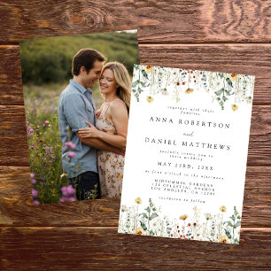 Summer Wildflower Field Photo Wedding Invitation