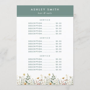 Summer Wildflower Field Price Menu