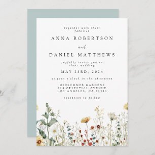 Summer Wildflower Field QR Code Wedding Invitation