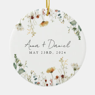 Summer Wildflower Field Wedding Ceramic Ornament