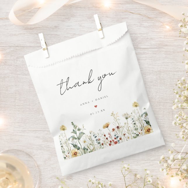 Summer Wildflower Field Wedding Favour Bag (Clipped)