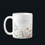 Summer Wildflower Field Wedding Favour Coffee Mug<br><div class="desc">This design is perfect for spring and summer weddings,  featuring a watercolor border of wildflowers in shades of red,  gold,  green,  and blue.</div>