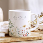 Summer Wildflower Field Wedding Favour Coffee Mug<br><div class="desc">This design is perfect for spring and summer weddings,  featuring a watercolor border of wildflowers in shades of red,  gold,  green,  and blue.</div>