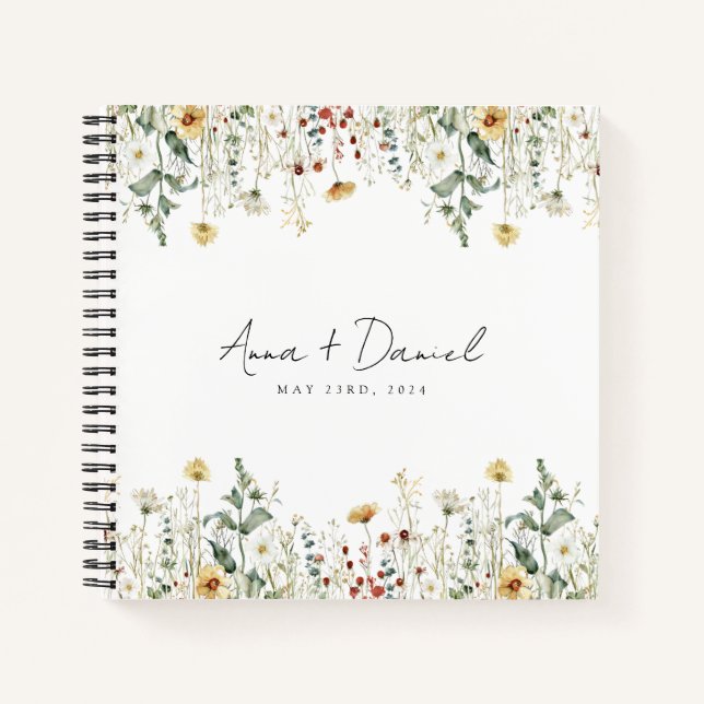 Summer Wildflower Field Wedding Guest Book (Front)