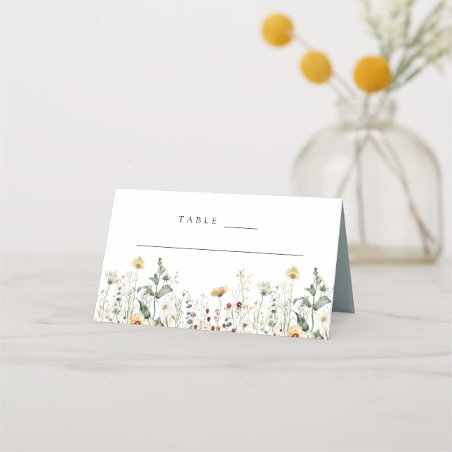 Summer Wildflower Field Wedding Place Card (Front)