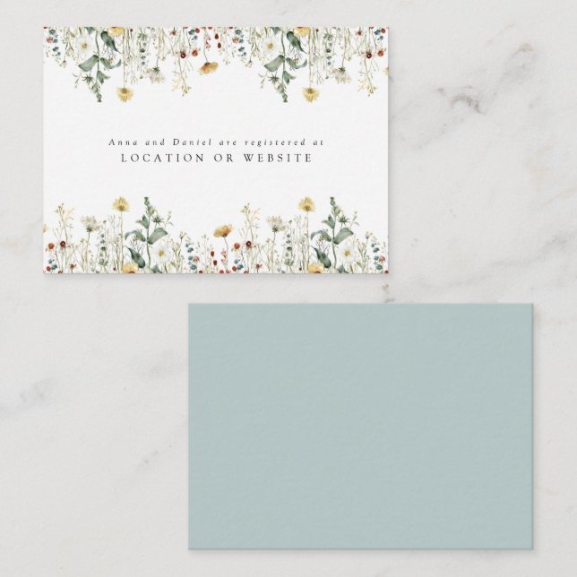 Summer Wildflower Field Wedding Registry Enclosure Card (Front/Back)