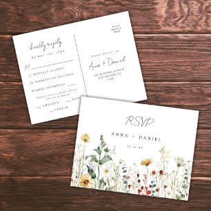 Summer Wildflower Field Wedding RSVP Postcard