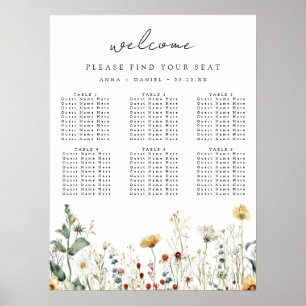 Summer Wildflower Field Wedding Seating Chart