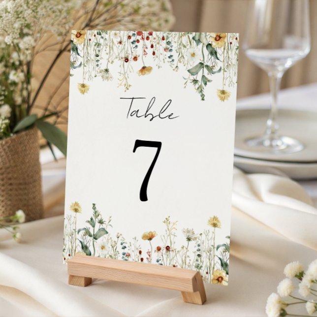Summer Wildflower Field Wedding Table Number (Creator Uploaded)