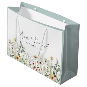 Summer Wildflower Field Wedding Thank You Large Gift Bag